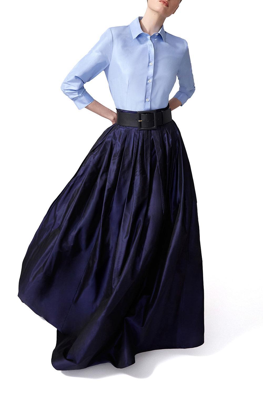 Taffeta Shirt - Sky Blue-SKY BLUE-2-CLOTHINGTOPBLOUSE-CAROLINA HERRERA