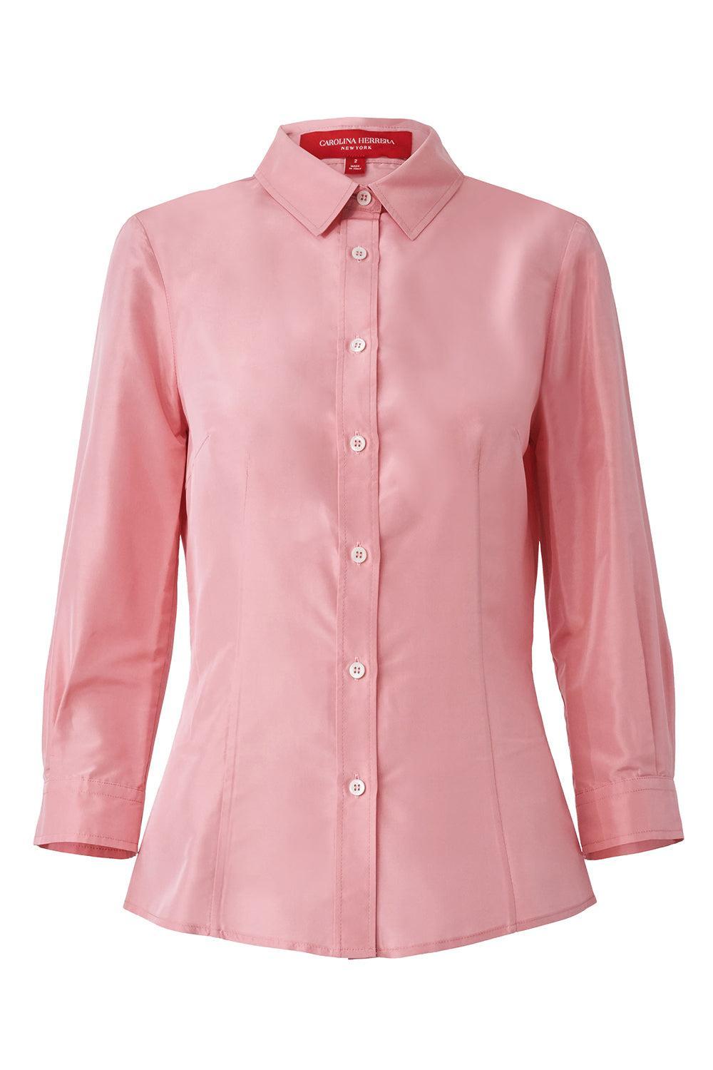 Taffeta Shirt - Blush-BLUSH-0-CLOTHINGTOPBLOUSE-CAROLINA HERRERA