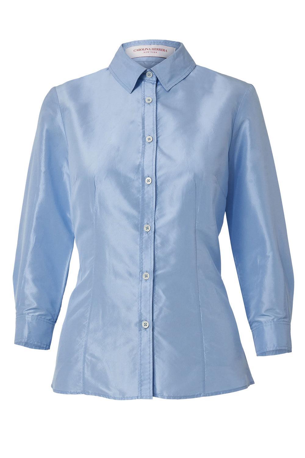 Taffeta Shirt - Sky Blue-SKY BLUE-2-CLOTHINGTOPBLOUSE-CAROLINA HERRERA