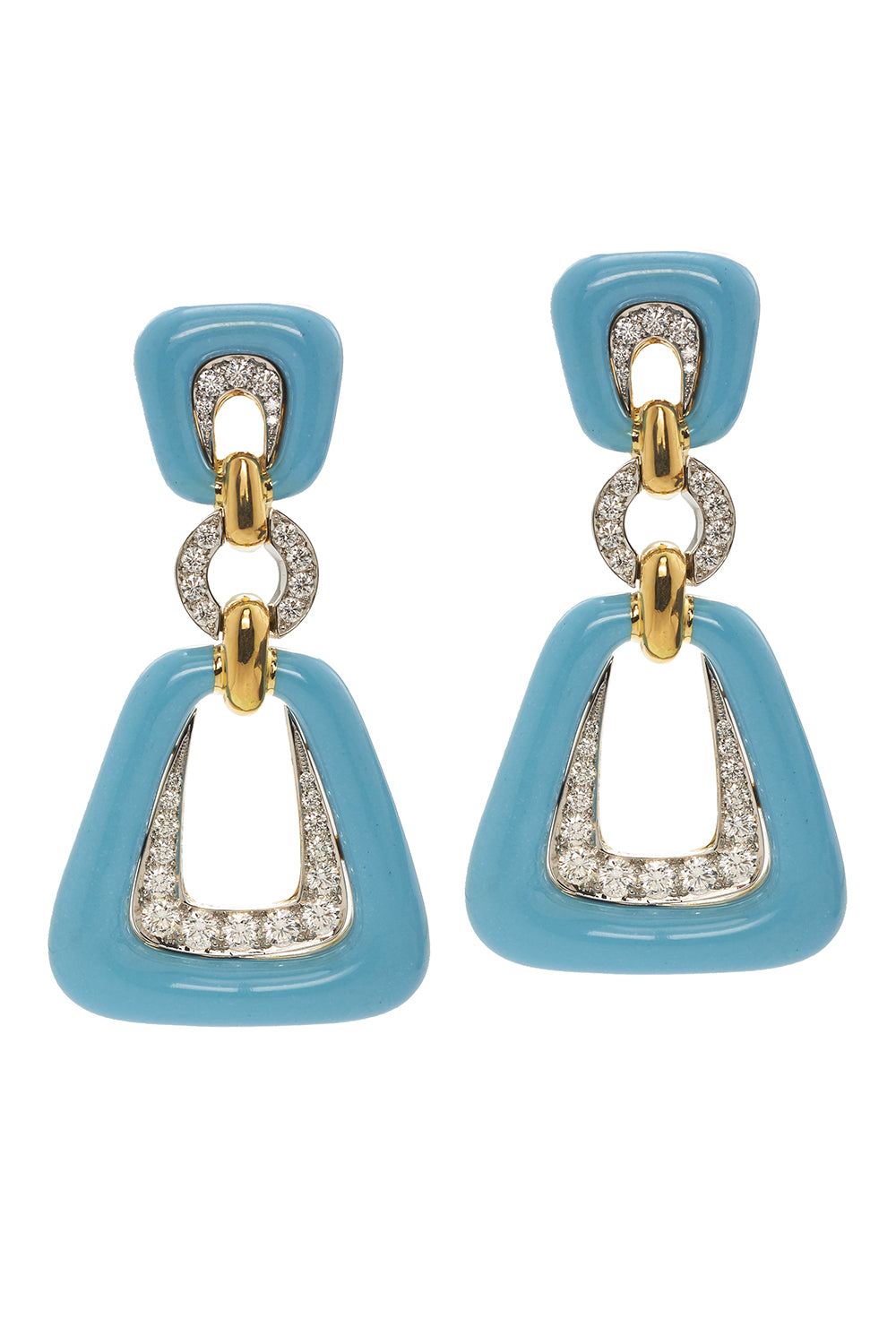 Diamond Light Blue Dinner Bell Earrings