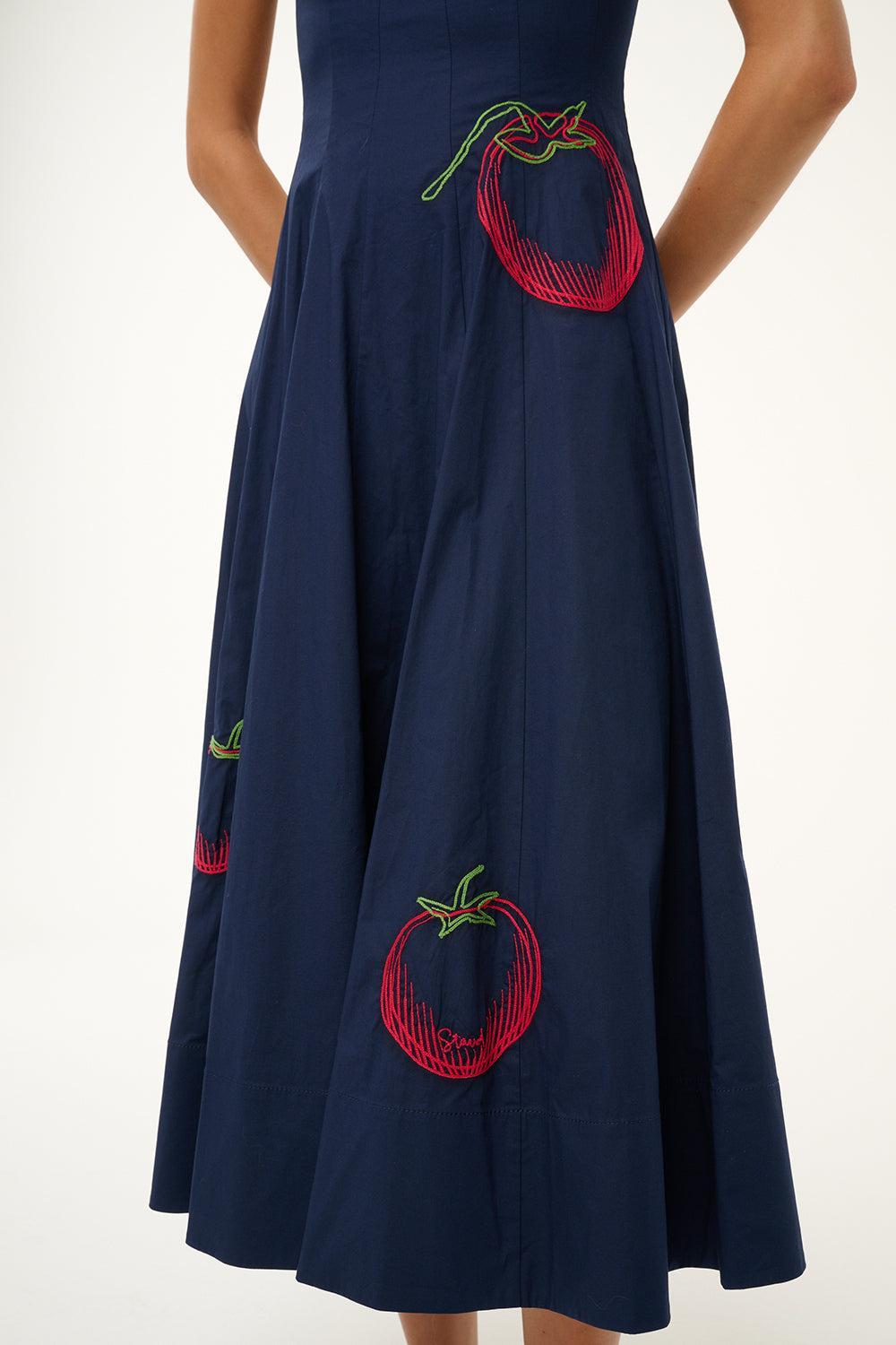 staud navy blue dress Staud, Cadence halterneck satin slip dress, Women, Blue, US 00, Dresses, Materialmix