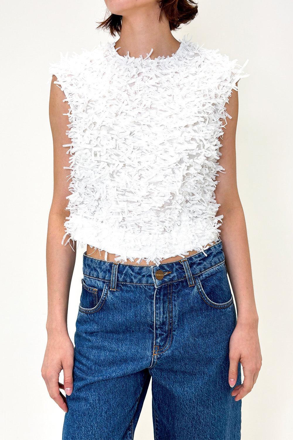 Sleeveless Shirt - Cream-CREAM-32-CLOTHINGTOPBLOUSE-ODEEH