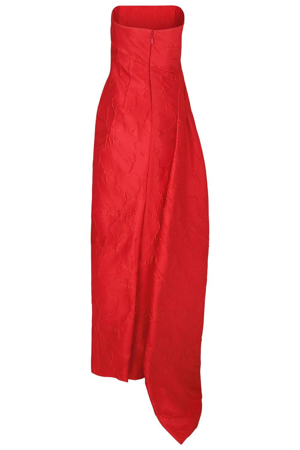 Strapless Drape Train Gown-POPPY-4-CLOTHINGDRESSGOWN-MONIQUE LHUILLIER