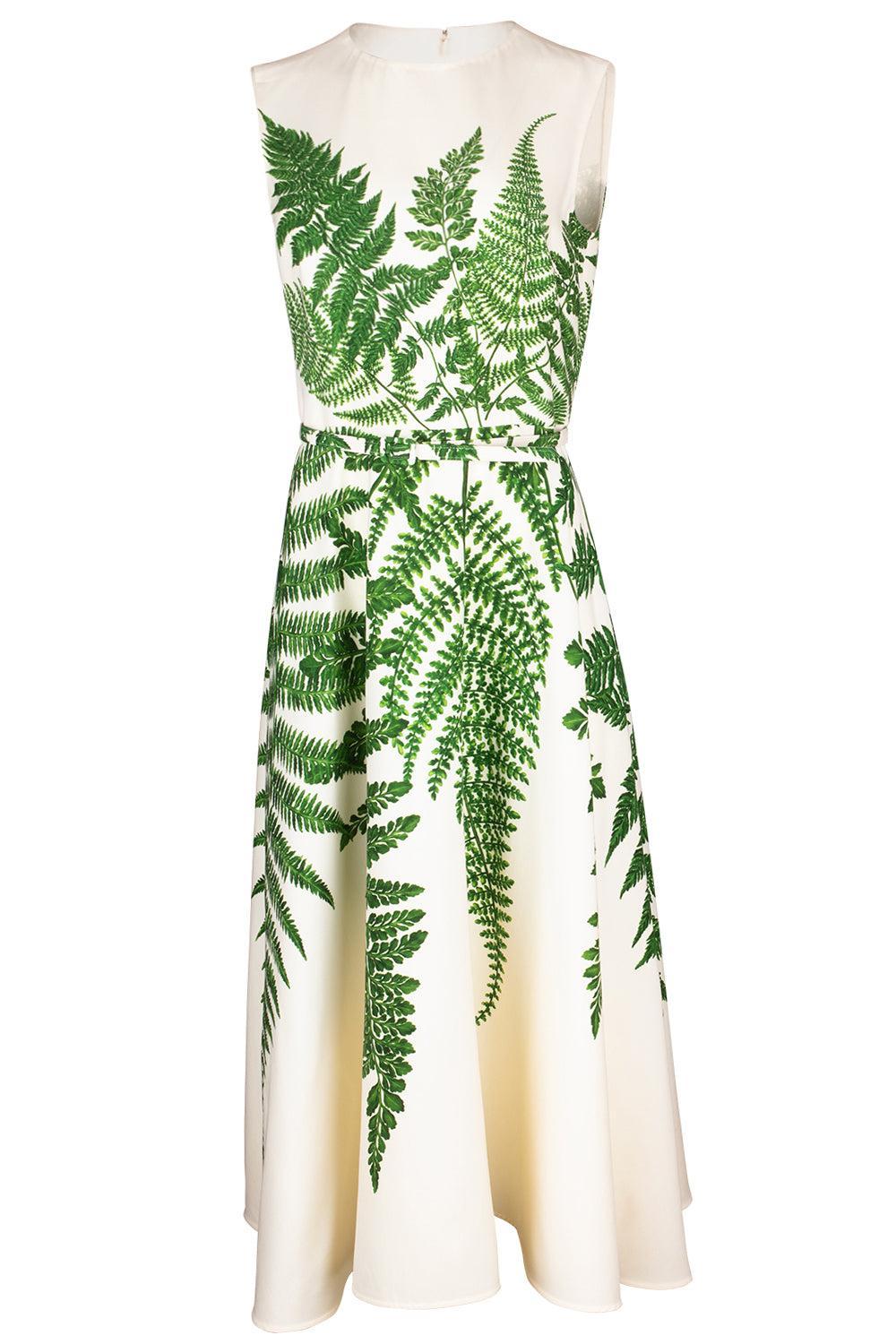 Fern Double Face Day Dress-GRN/IVOR-2-CLOTHINGDRESSCASUAL-OSCAR DE LA RENTA