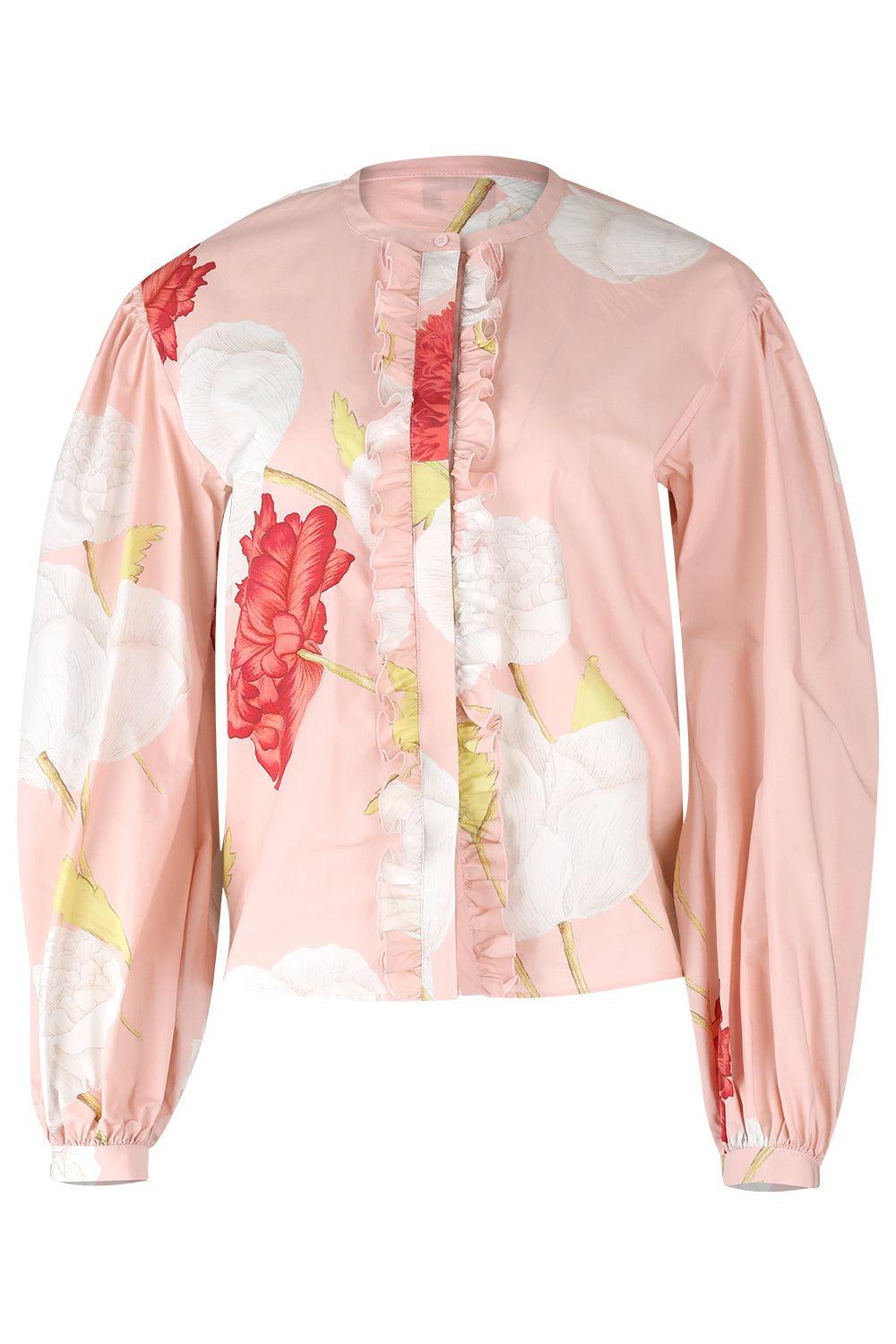 Long Sleeve Blossoms Blouse-ROSEMULT-38-CLOTHINGTOPBLOUSE-GIAMBATTISTA VALLI