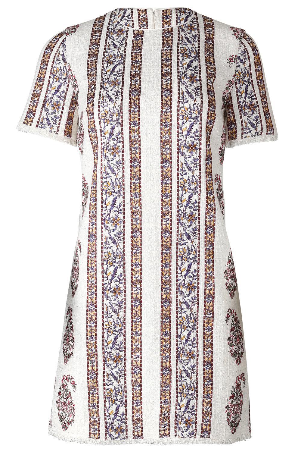 Short Sleeve Paisley Mini Dress-IVORMULT-38-CLOTHINGDRESSCASUAL-GIAMBATTISTA VALLI