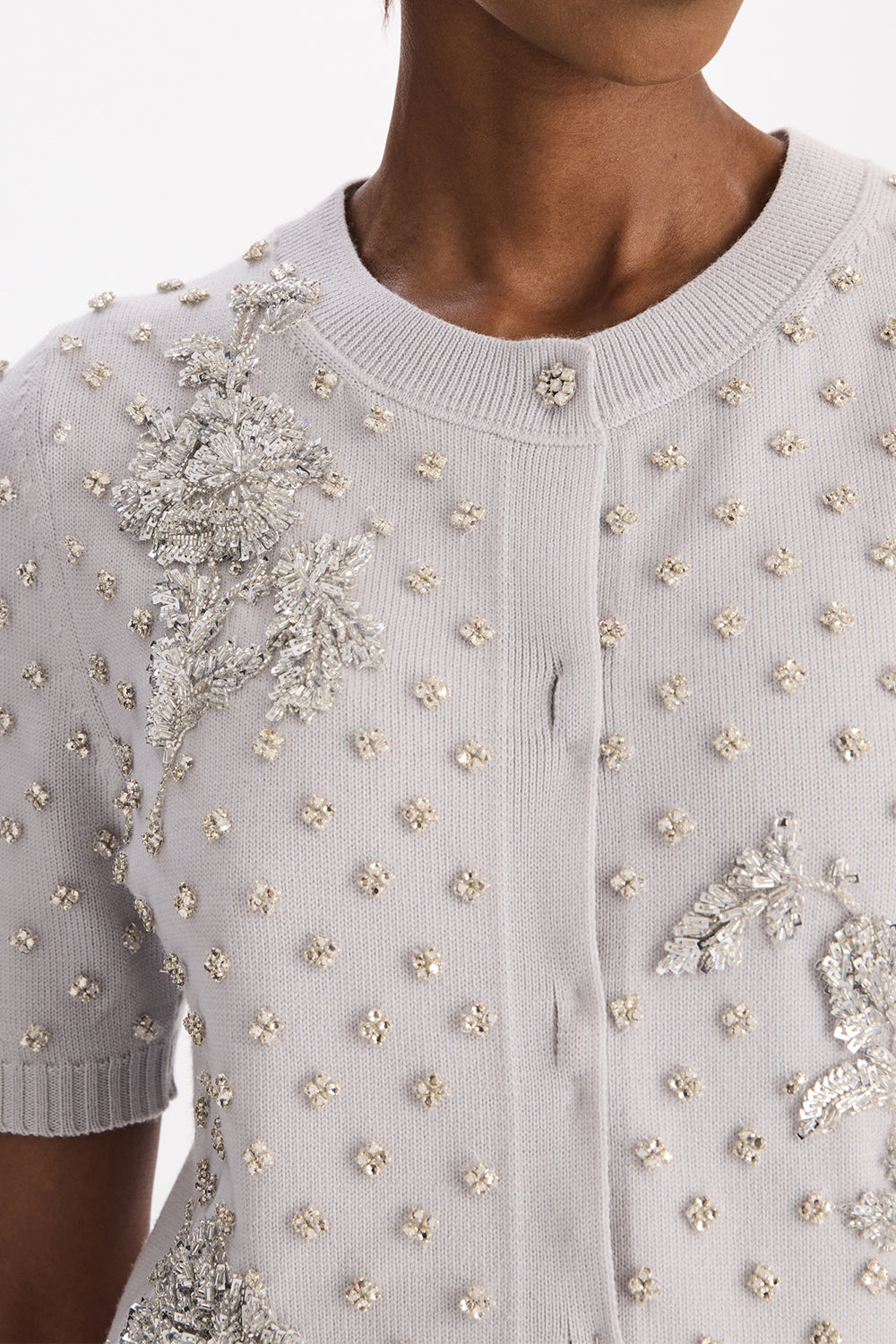 Crystal Floral Elbow Sleeve Cardigan