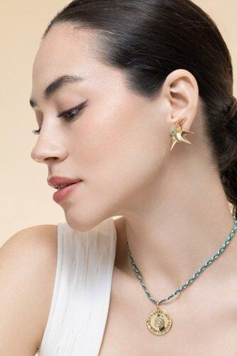 Emerald Étoile Laila Mini Earrings-YELLOW GOLD-JEWELRYFINE JEWELEARRING-CAROL KAUFFMANN