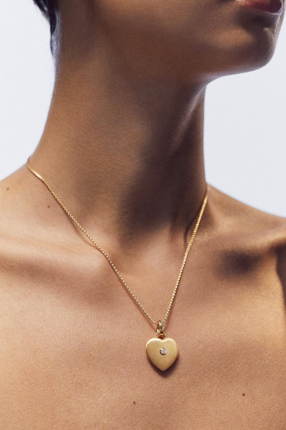 Diamond Heart Pendant-YELLOW GOLD-JEWELRYFINE JEWELPENDANT-MARIE LICHTENBERG