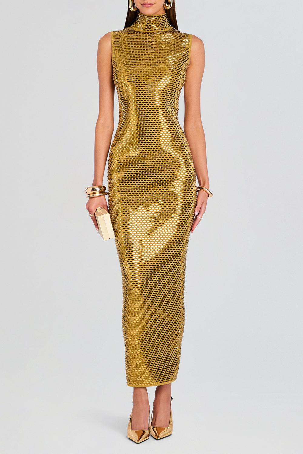 Lust Dress-OCHRE-XS-CLOTHINGDRESSGOWN-RETROFETE