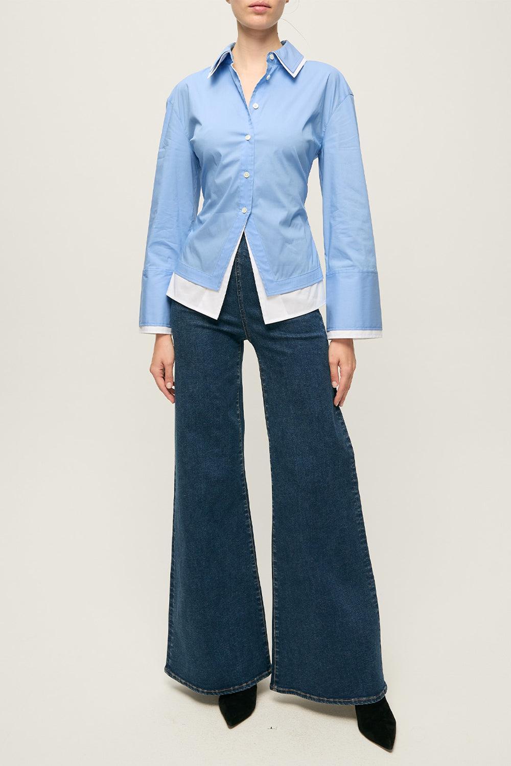 Bonnie Shirt-BLUE-2-CLOTHINGTOPBLOUSE-VERONICA BEARD