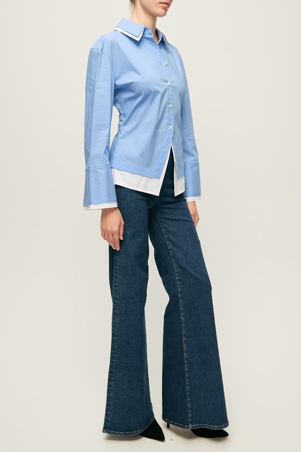 Bonnie Shirt-BLUE-2-CLOTHINGTOPBLOUSE-VERONICA BEARD