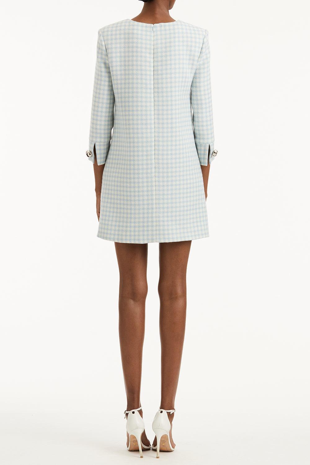 Checked Day Dress-BLUE-8-CLOTHINGDRESSCASUAL-OSCAR DE LA RENTA