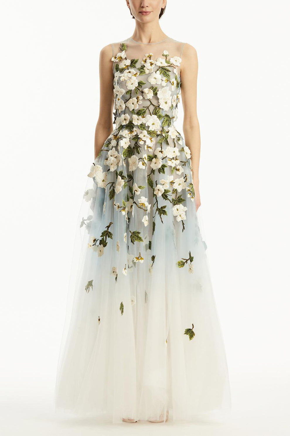 sachin and babi light blue dress Oscar de la Renta Flower-embellished Cady Cocktail Dress in Red main image 1