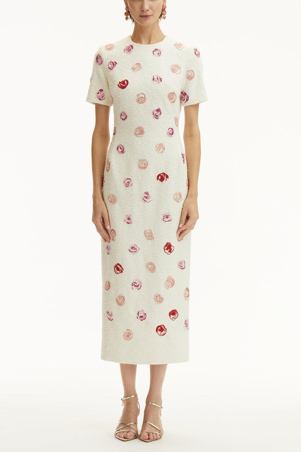 Short Sleeve Rose Embroidered Dress | OSCAR DE LA RENTA Marissa Collections Short Sleeve Rose Embroidered Dress | OSCAR DE LA RENTA Marissa Collections