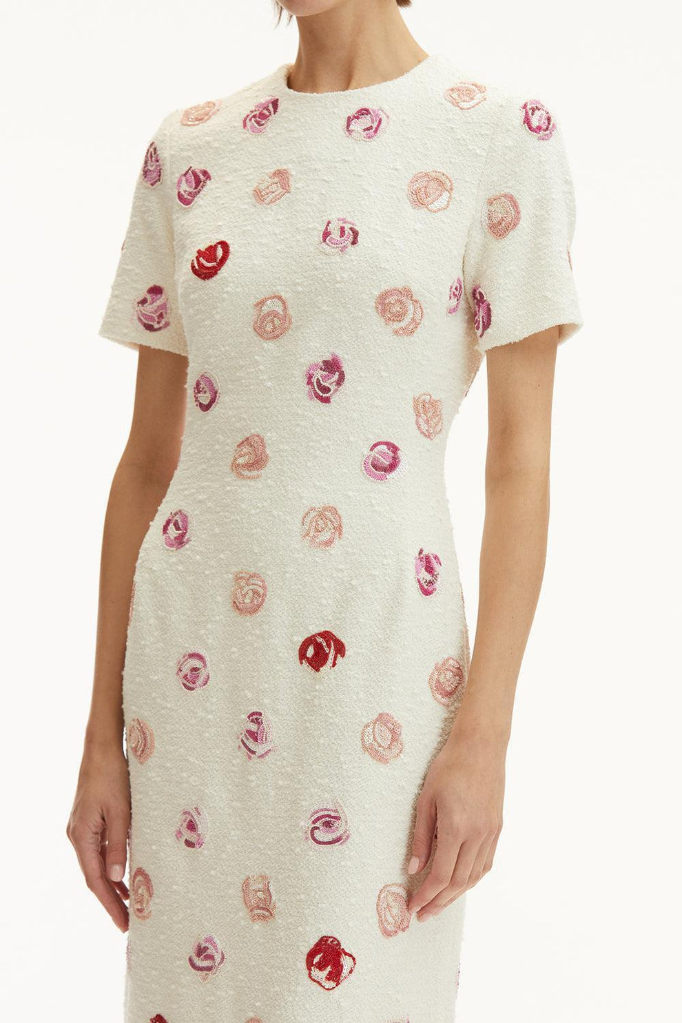 Short Sleeve Rose Embroidered Dress