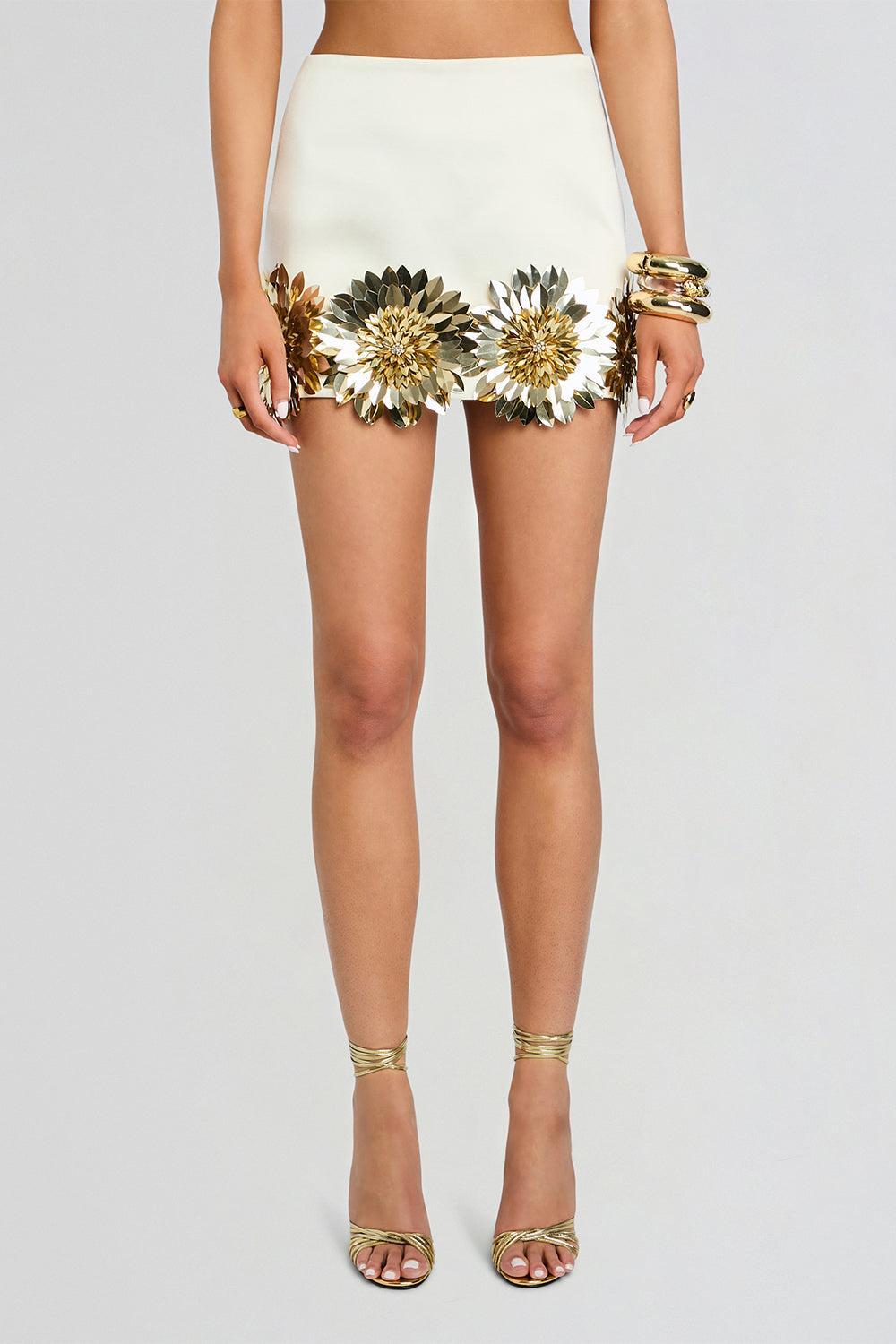 Gitte Embellished Skirt-CRM/GOLD-XS-CLOTHINGSKIRTMINI-RETROFETE