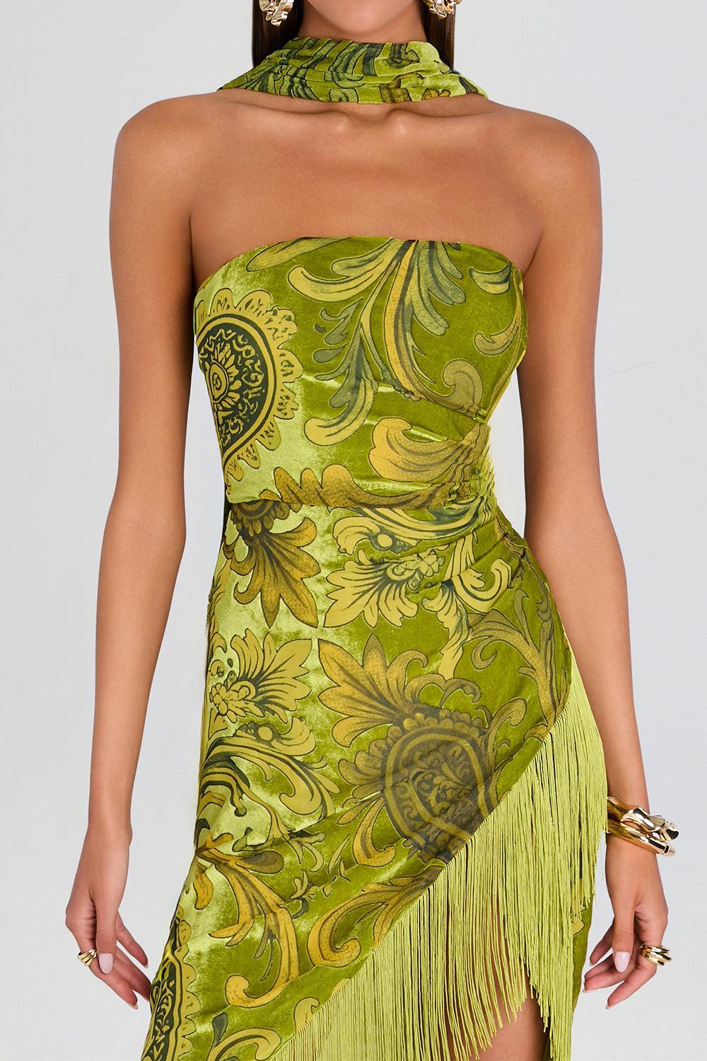 Statice Velvet Dress-GREEN-XS-CLOTHINGDRESSCOCKTAIL-RETROFETE