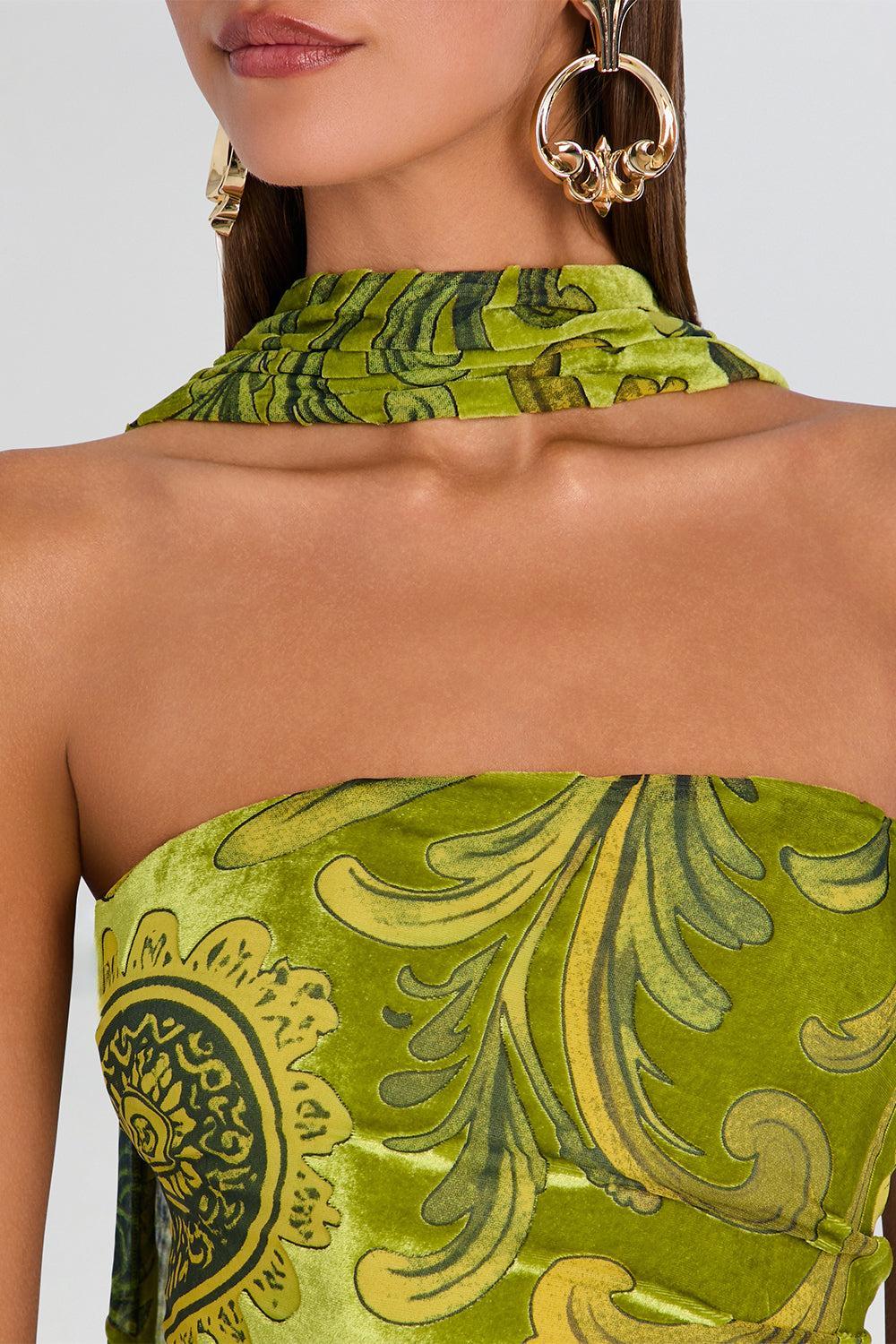 Statice Velvet Dress-GREEN-XS-CLOTHINGDRESSCOCKTAIL-RETROFETE