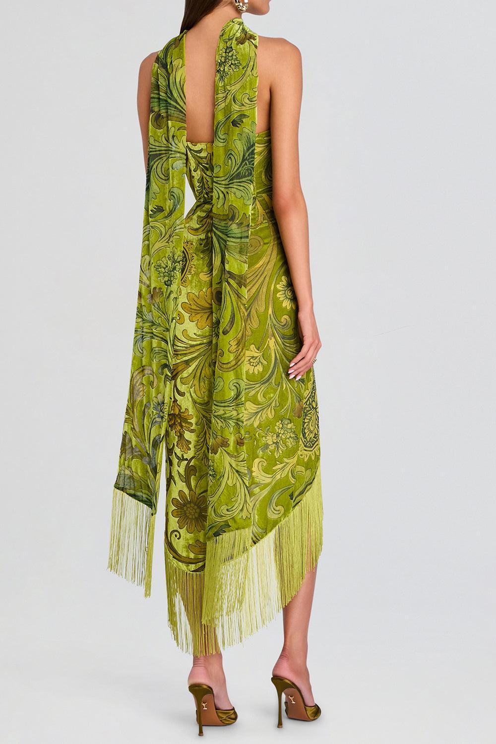 Statice Velvet Dress-GREEN-XS-CLOTHINGDRESSCOCKTAIL-RETROFETE