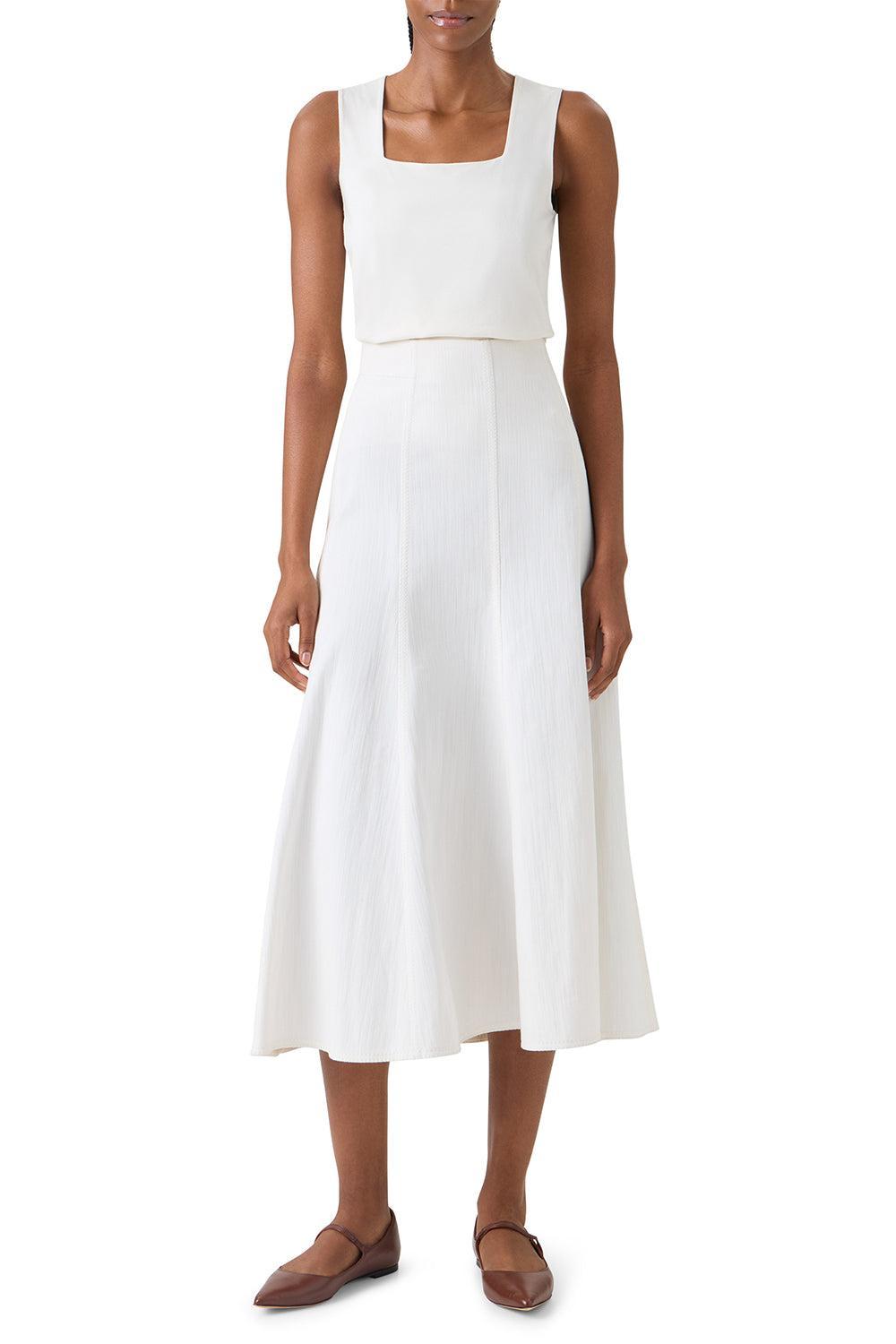 Pleated Flare Midi Skirt-CREAM-2-CLOTHINGSKIRTMIDI-AKRIS PUNTO