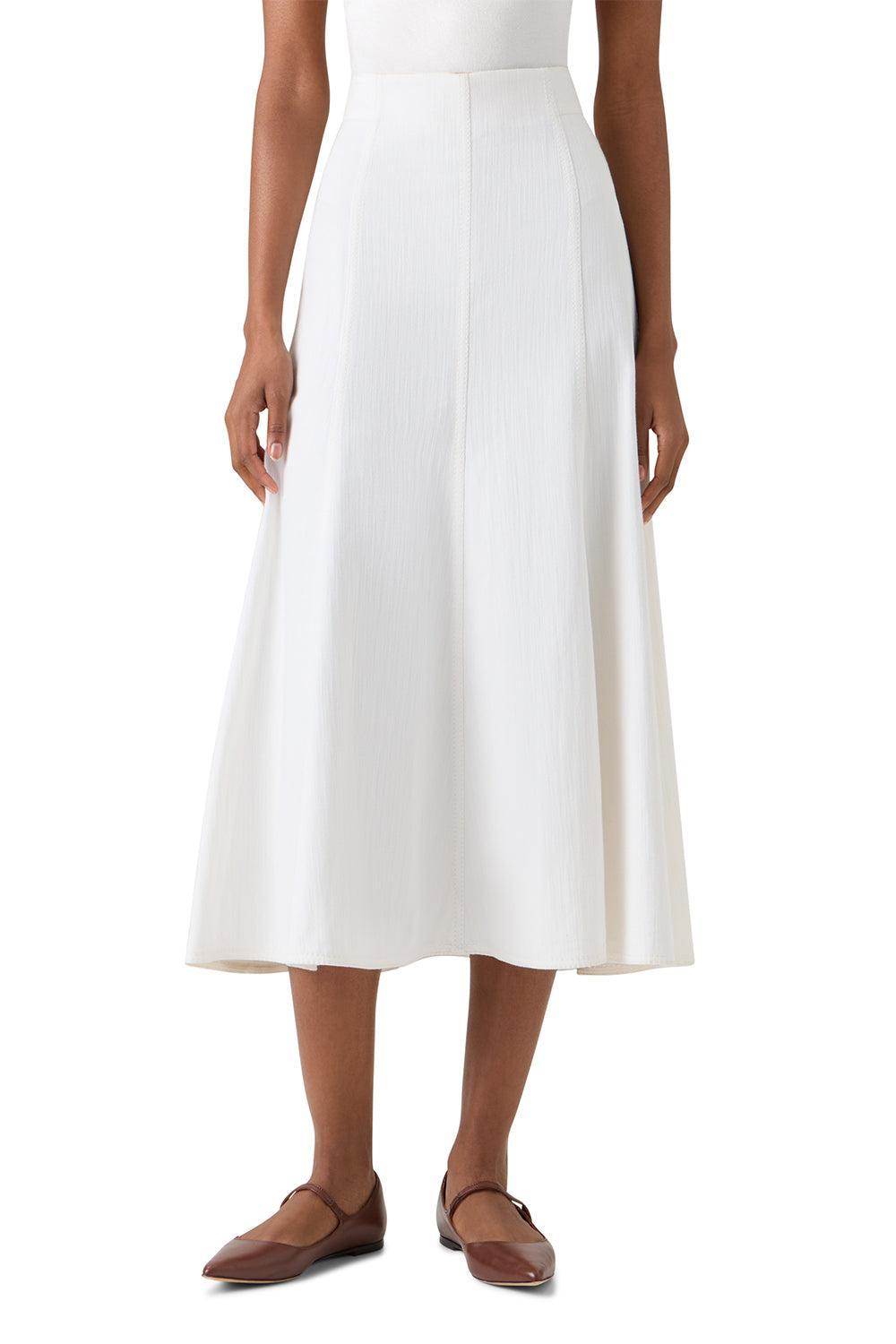 Pleated Flare Midi Skirt-CREAM-2-CLOTHINGSKIRTMIDI-AKRIS PUNTO