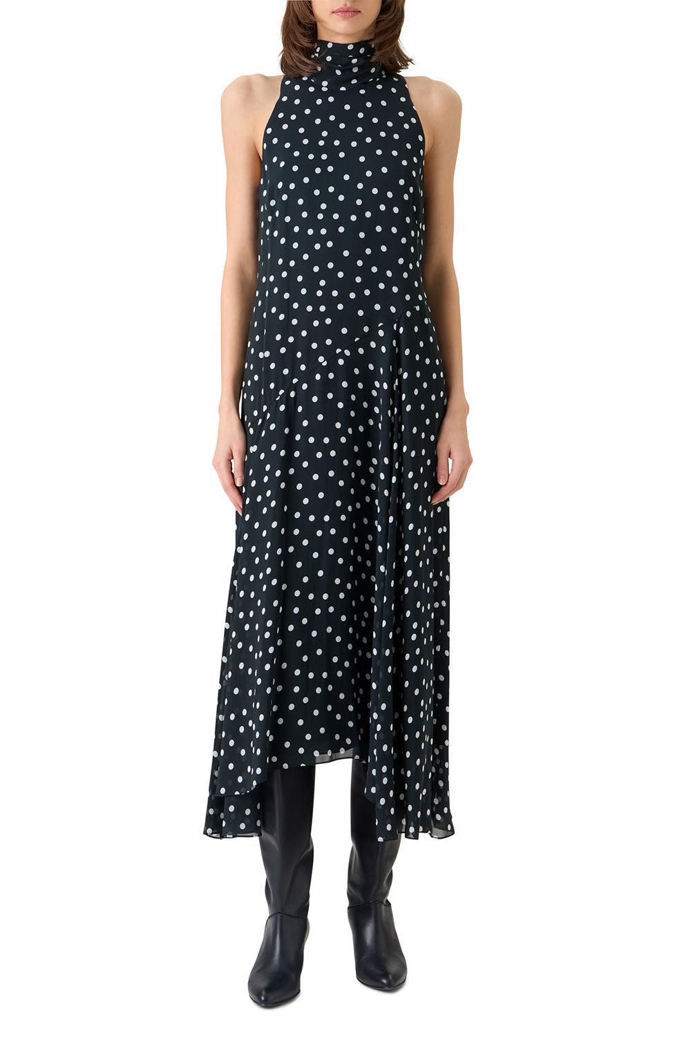 Mock Neck Midi Dress-POLKADOT-2-CLOTHINGDRESSCASUAL-AKRIS PUNTO