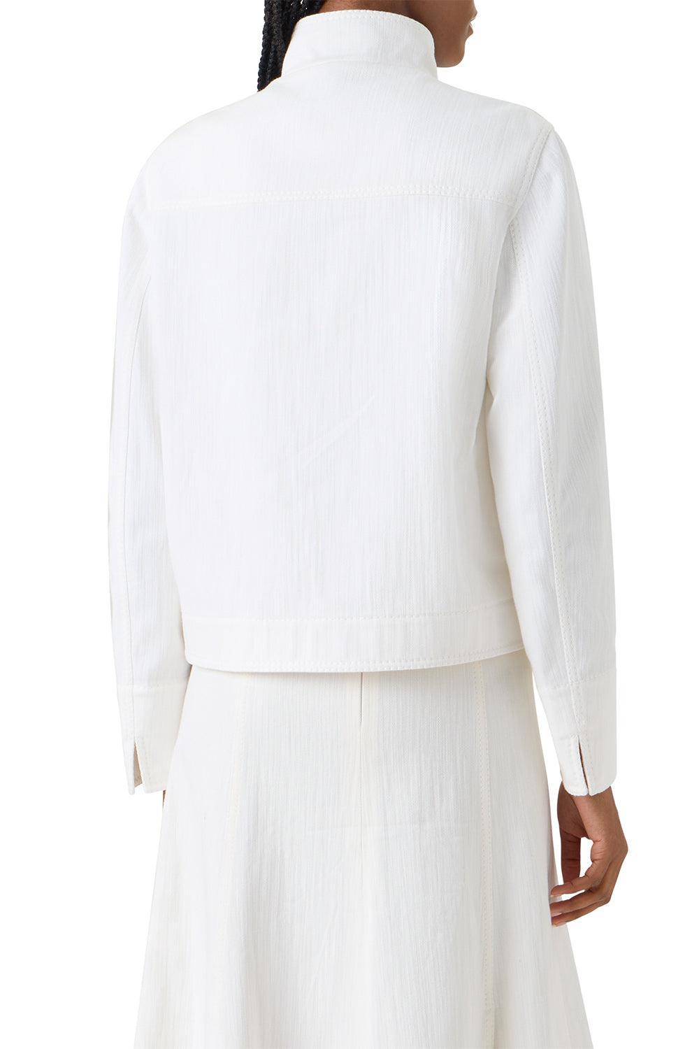 Zip Front Pocket Jacket-CREAM-2-CLOTHINGJACKETDENIM-AKRIS PUNTO