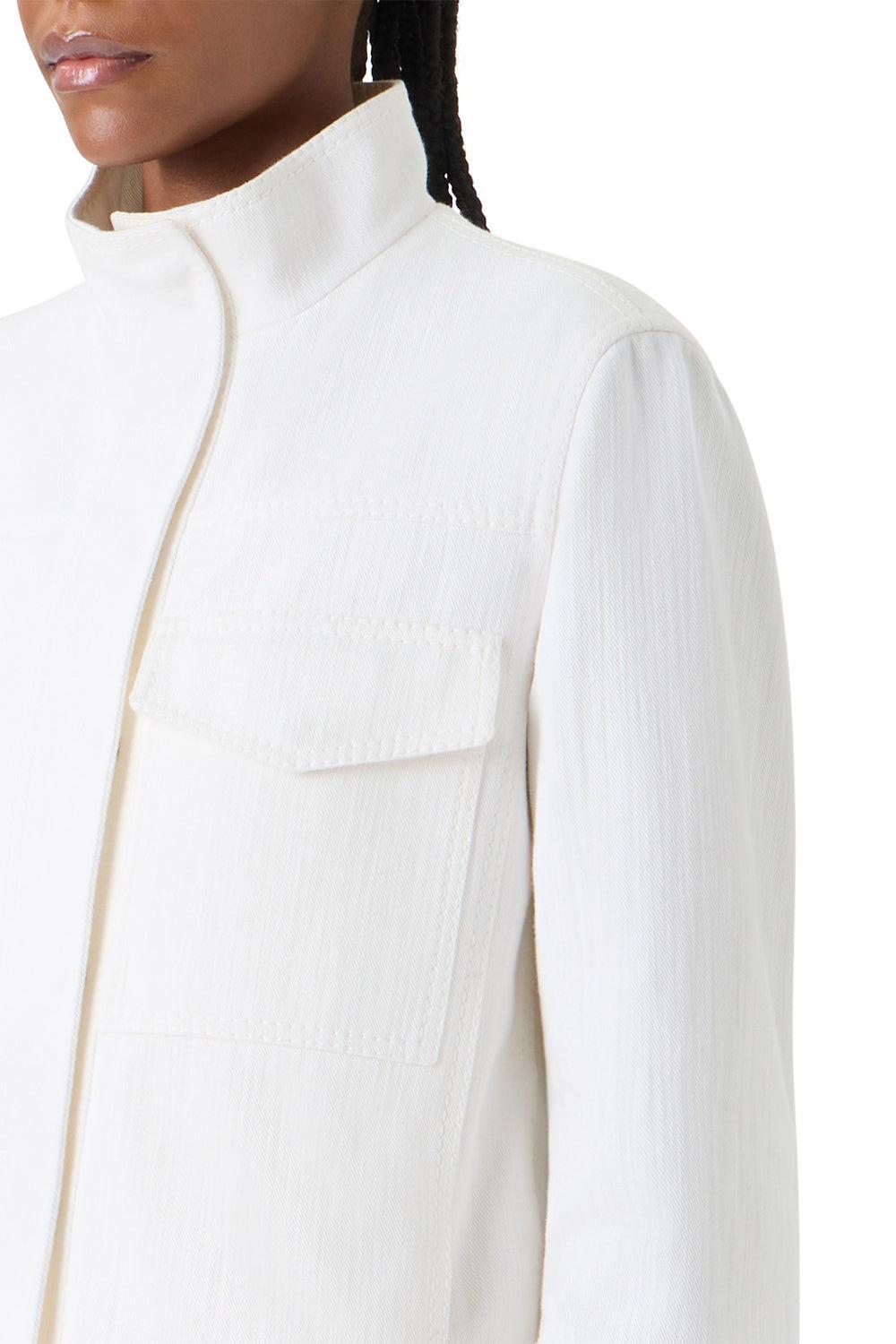 Zip Front Pocket Jacket-CREAM-2-CLOTHINGJACKETDENIM-AKRIS PUNTO