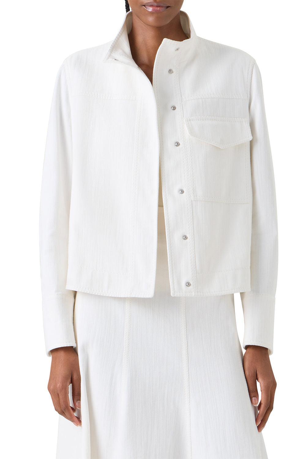 Zip Front Pocket Jacket-CREAM-2-CLOTHINGJACKETDENIM-AKRIS PUNTO