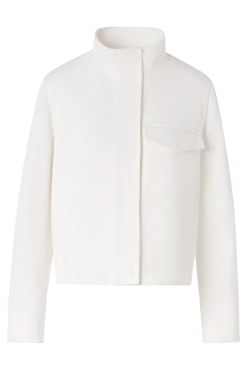 Zip Front Pocket Jacket-CREAM-2-CLOTHINGJACKETDENIM-AKRIS PUNTO