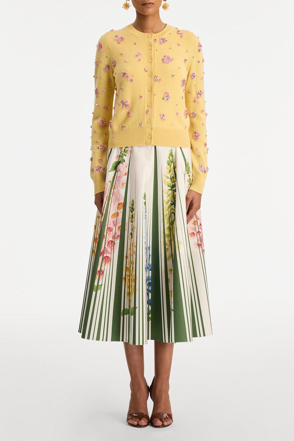 Crystal Cluster Embroidered Cardigan-YELLOW-XS-CLOTHINGTOPCARDIGAN-OSCAR DE LA RENTA