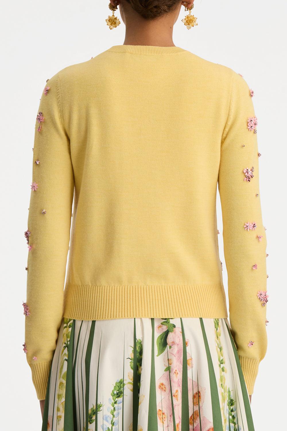 Crystal Cluster Embroidered Cardigan-YELLOW-XS-CLOTHINGTOPCARDIGAN-OSCAR DE LA RENTA