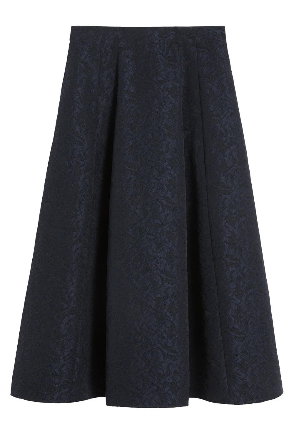 Printed Midi Skirt-MIDNTBLU-4-CLOTHINGSKIRTMIDI-MAX MARA