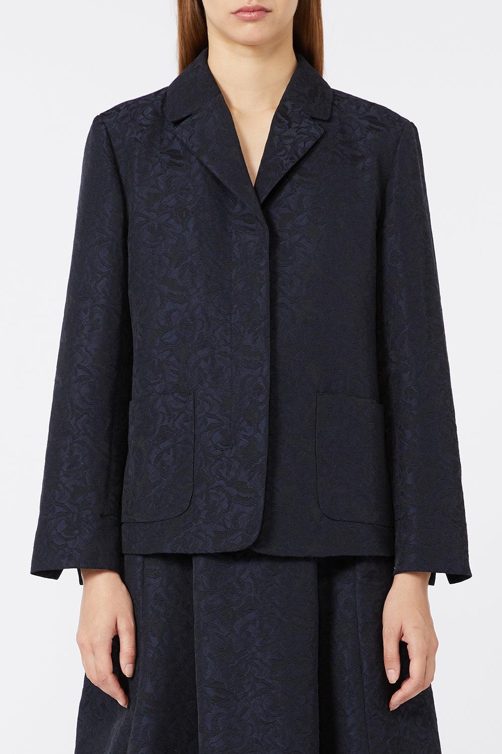 Printed Blazer-MIDNTBLU-4-CLOTHINGJACKETBLAZERS-MAX MARA