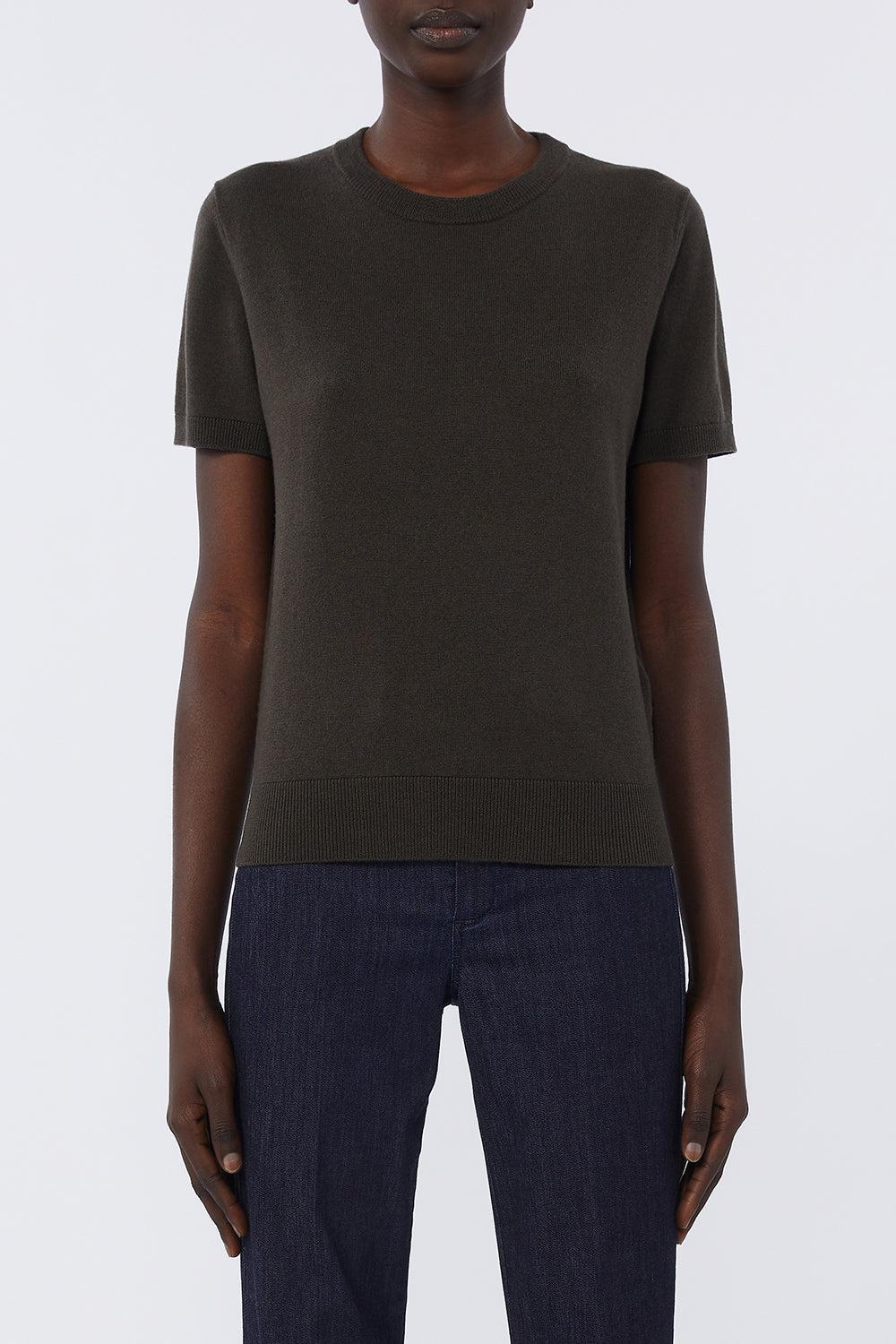 Short Sleeve Sweater-DK GRN-XS-CLOTHINGTOPSWEATER-MAX MARA