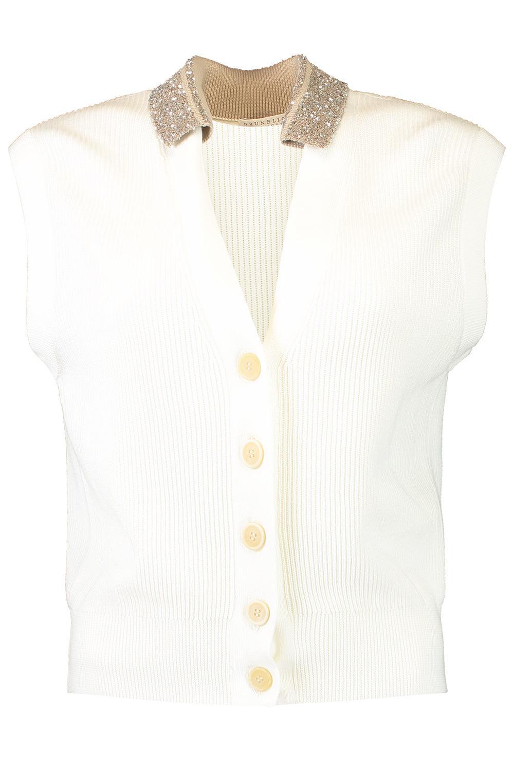 Embellished Collar Vest-CREAM-XS-CLOTHINGTOPSWEATER-BRUNELLO CUCINELLI