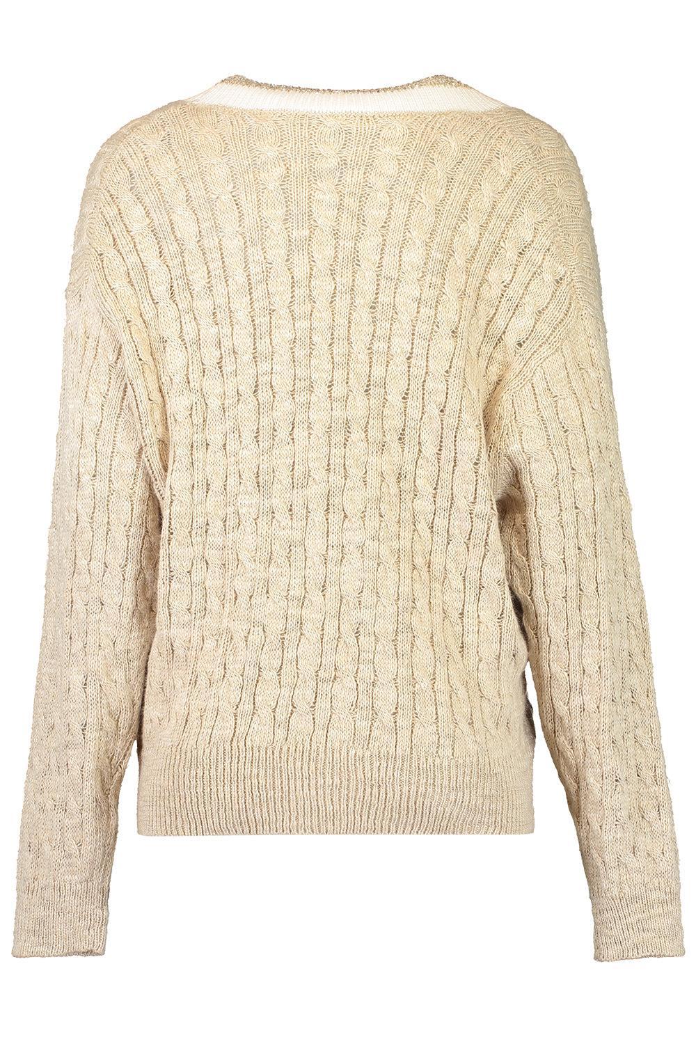 Spring Cable Knit Cardigan-BROWN-XS-CLOTHINGTOPCARDIGAN-BRUNELLO CUCINELLI