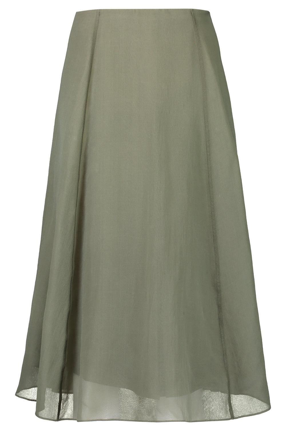 Crispy Aline Skirt-GREEN-38-CLOTHINGSKIRTMIDI-BRUNELLO CUCINELLI