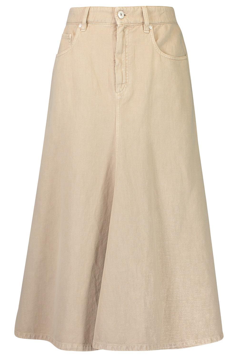 Five Pocket Flare Skirt-BROWN-38-CLOTHINGSKIRTMIDI-BRUNELLO CUCINELLI
