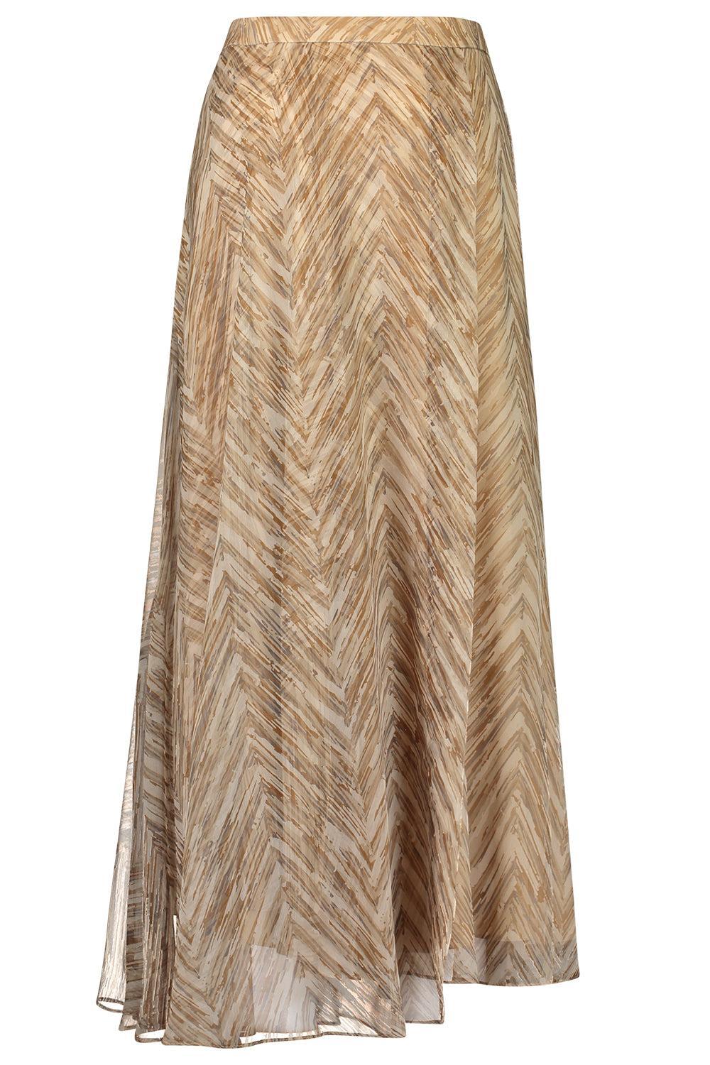 Chevron Panel Circle Skirt-BROWN-38-CLOTHINGSKIRTMIDI-BRUNELLO CUCINELLI