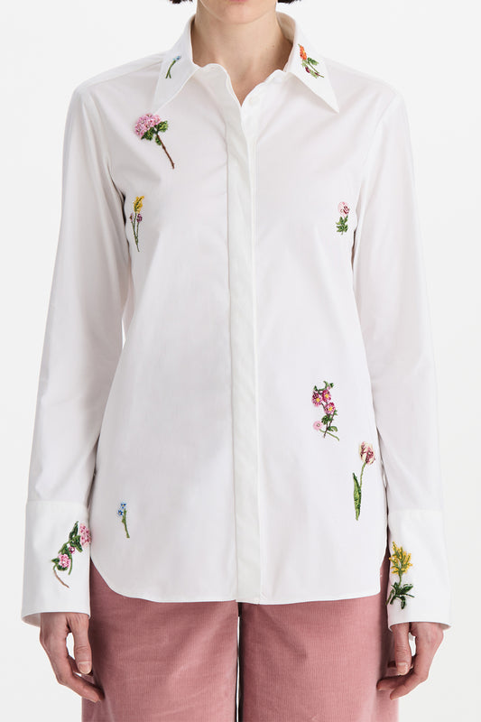 Embroiderd Botanical Long Sleeve Blouse