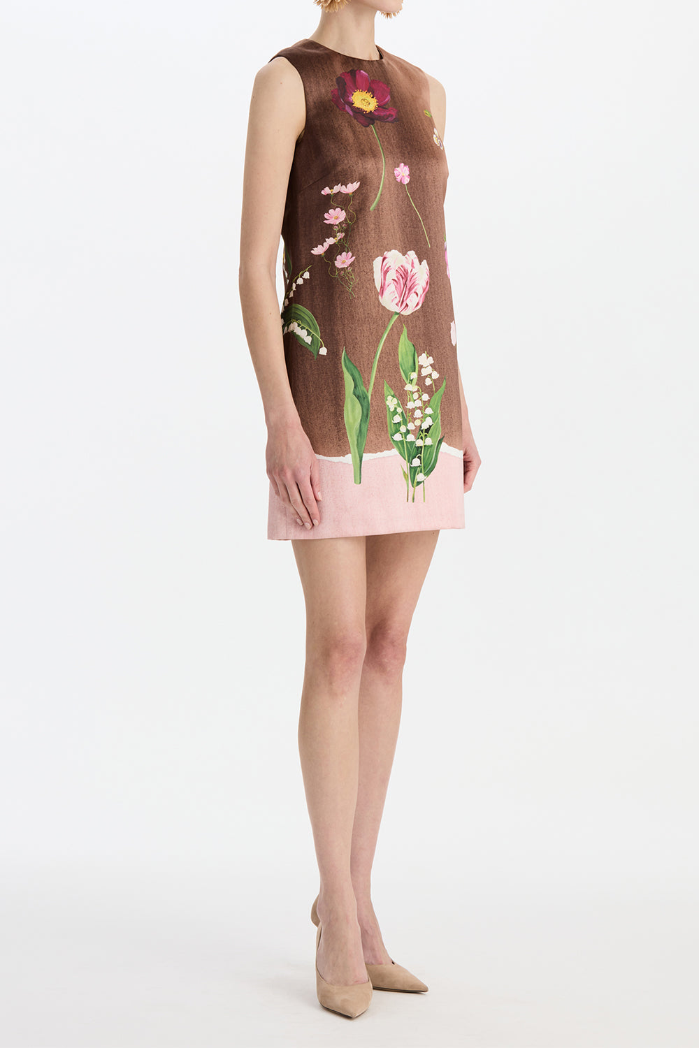 Mixed Botanical Sleeveless Short Dress