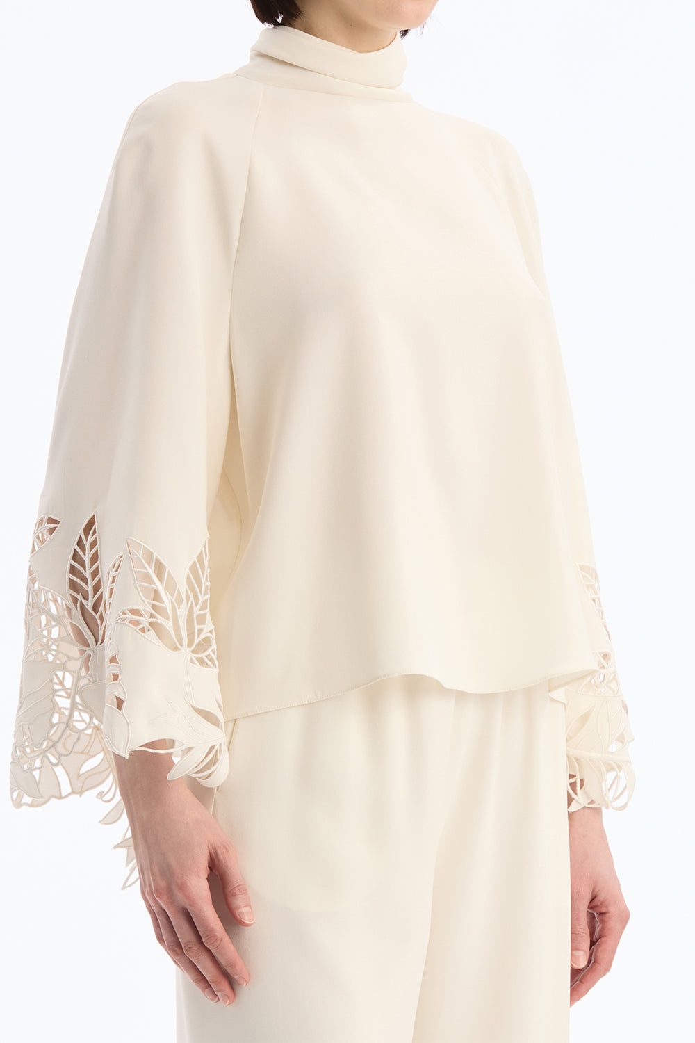 Palm Tree Cutout Georgette Blouse