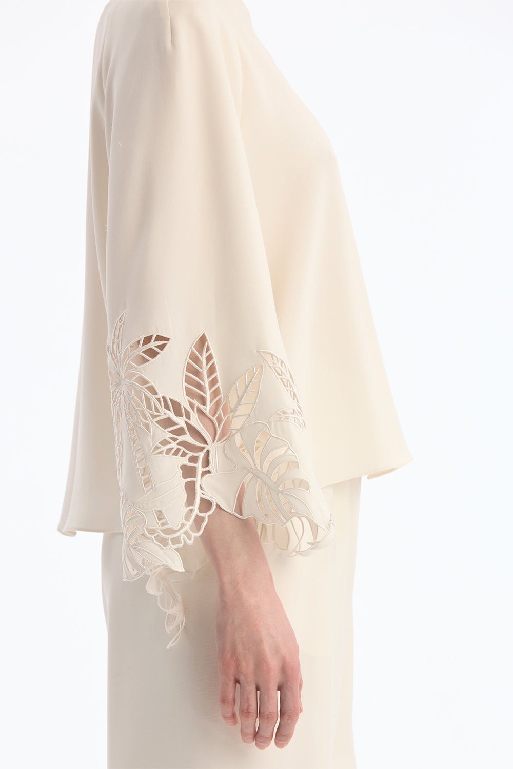 Palm Tree Cutout Georgette Blouse
