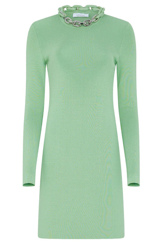 Long Sleeve Short Knit Dress-MINT GREEN-XS-CLOTHINGDRESSCASUAL-RABANNE