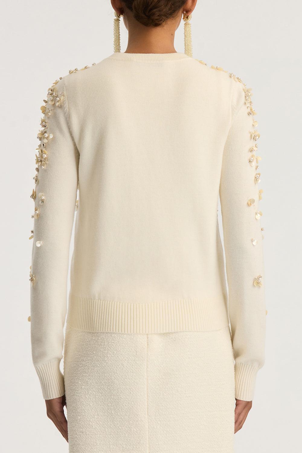 Mother of Pearl Embroidered Cardigan-IVORY-XS-CLOTHINGTOPCARDIGAN-OSCAR DE LA RENTA