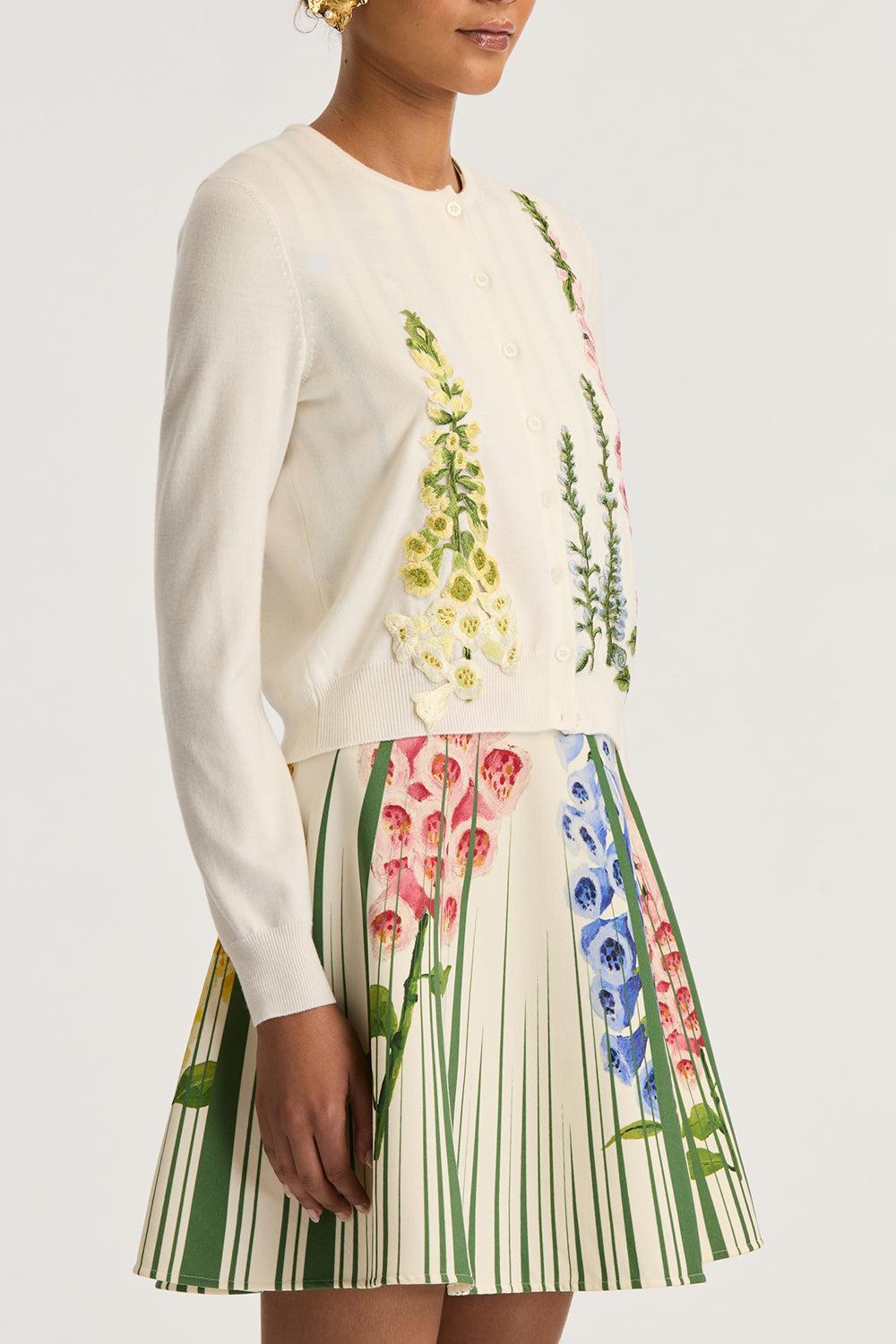 Foxgloves Embroidered Cardigan-IVORY-XS-CLOTHINGTOPCARDIGAN-OSCAR DE LA RENTA