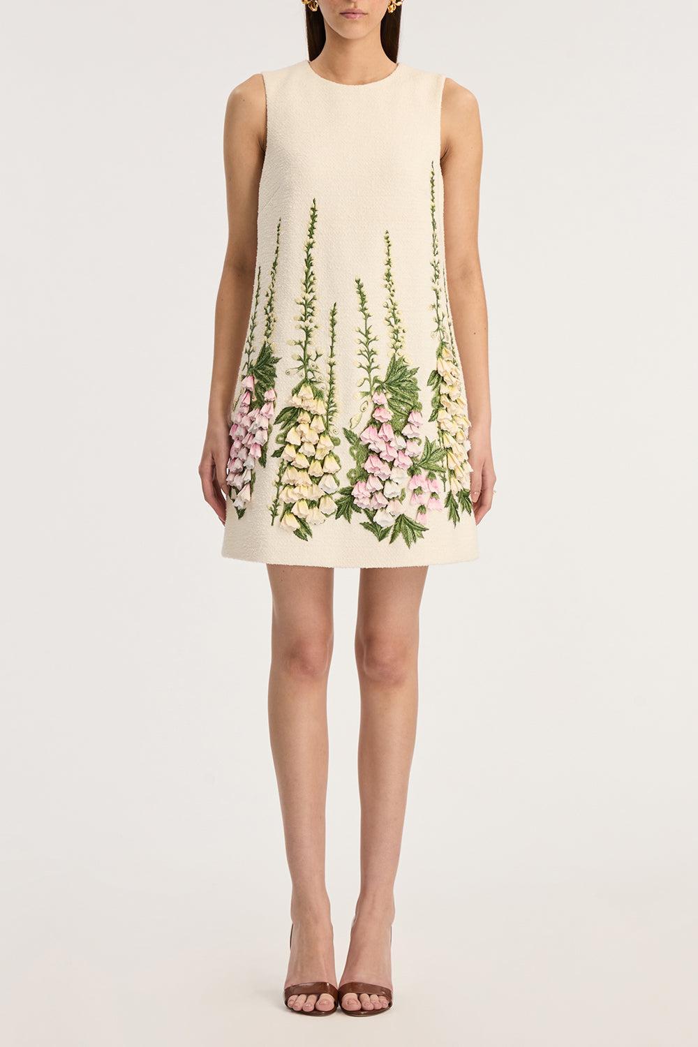 Sleeveless Embroidered Shift Dress-IVORY-4-CLOTHINGDRESSCOCKTAIL-OSCAR DE LA RENTA