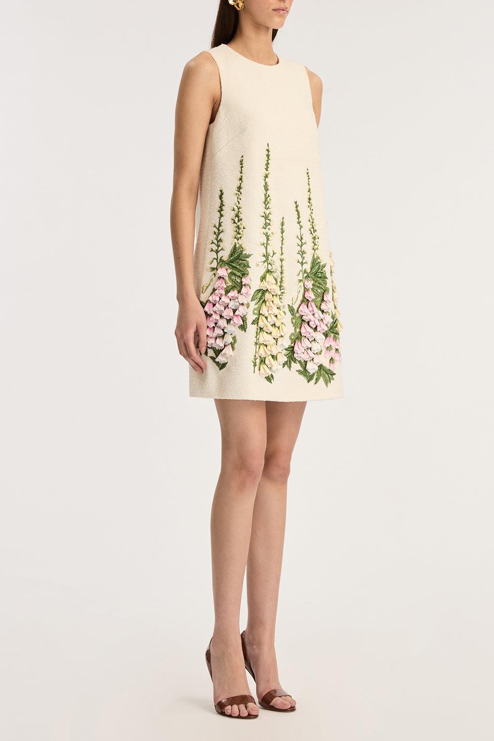 Sleeveless Embroidered Shift Dress-IVORY-4-CLOTHINGDRESSCOCKTAIL-OSCAR DE LA RENTA